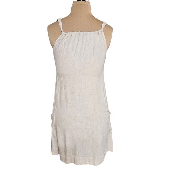 Tysa by Reformation Dress Linen Womens 0 Neutral Natural Pockets Beach Coverup - Picture 2 of 13